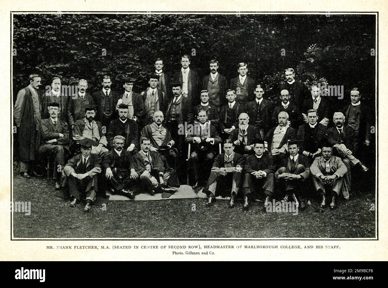 The Headmaster (Frank Fletcher MA) and his staff, Malborough College Stock Photo