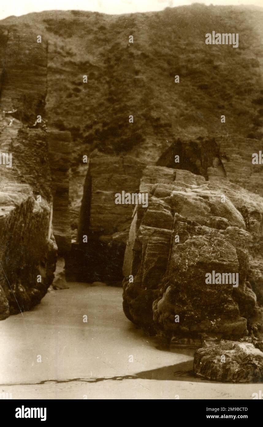 Devil's Cave, Tresaith, Cardigan, Wales Stock Photo