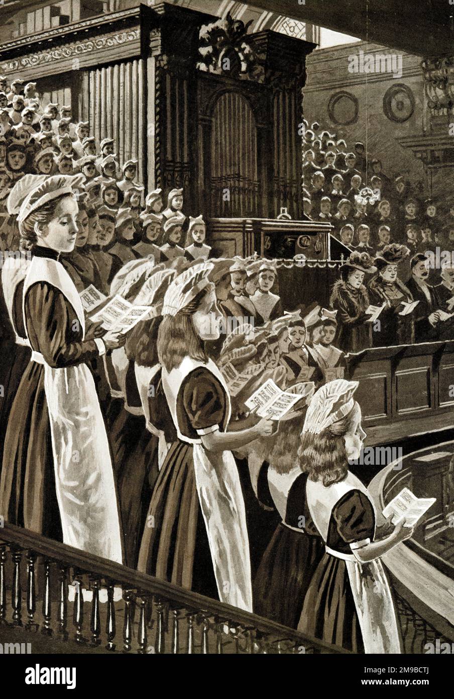 Christmas carol service at the Foundling Hospital, London Stock Photo