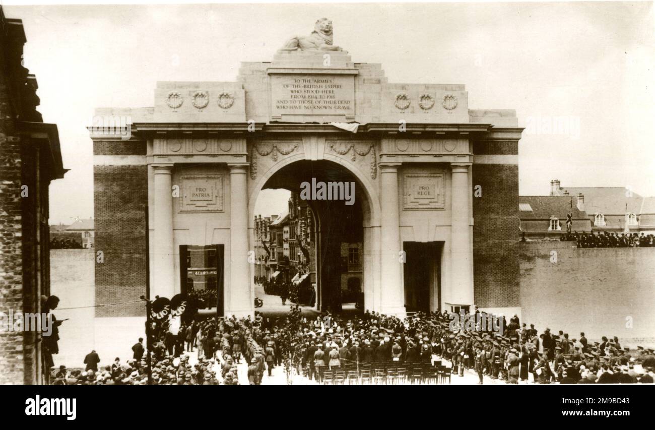 The Menin Gate, Ypres, Belgium, unveiled and dedicated by Field-Marshal Lord Plumer, 24 July 1927 Stock Photo