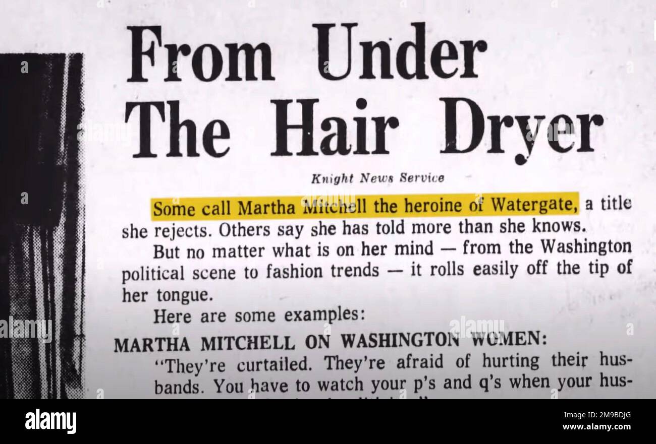 THE MARTHA MITCHELL EFFECT, news article referencing Martha Mitchell as