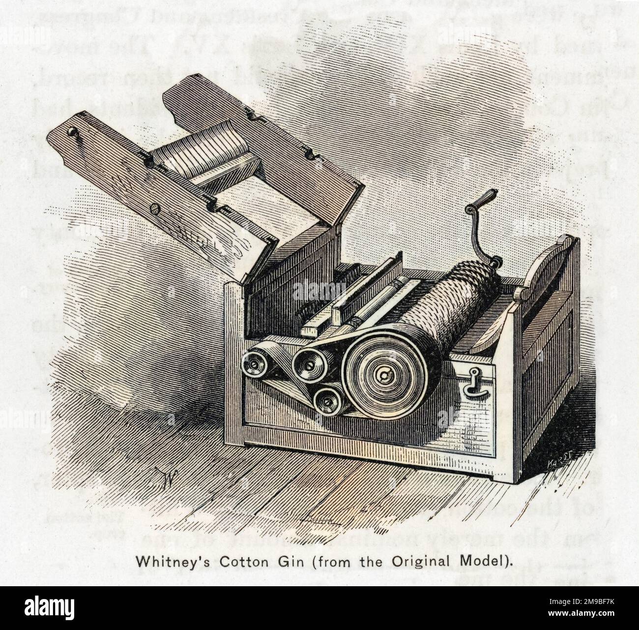 WHITNEY'S COTTON GIN which enabled cotton fibre to be separated from