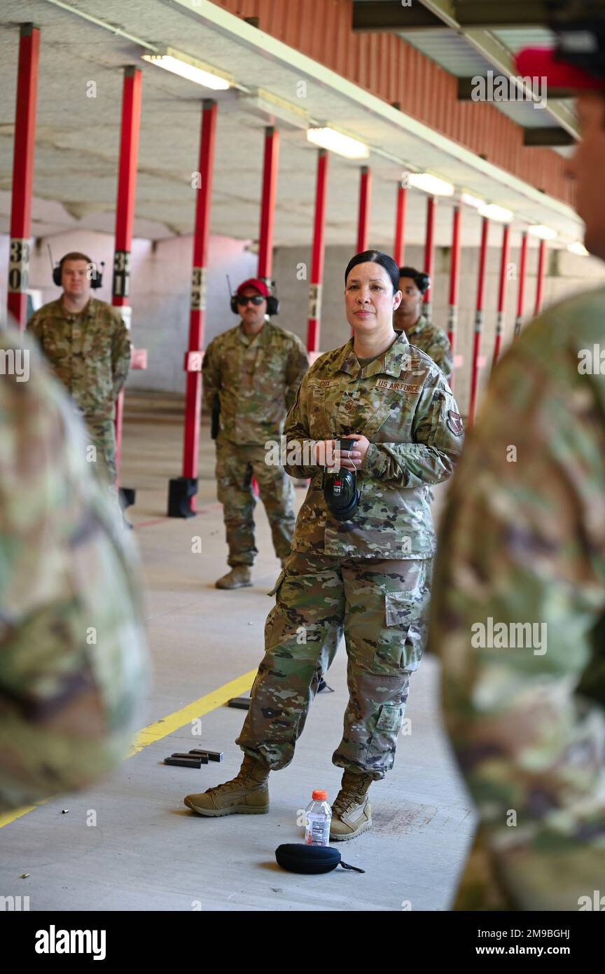 Chief Master Sgt. Chin Cox, command chief of the 22nd Air Force, visits