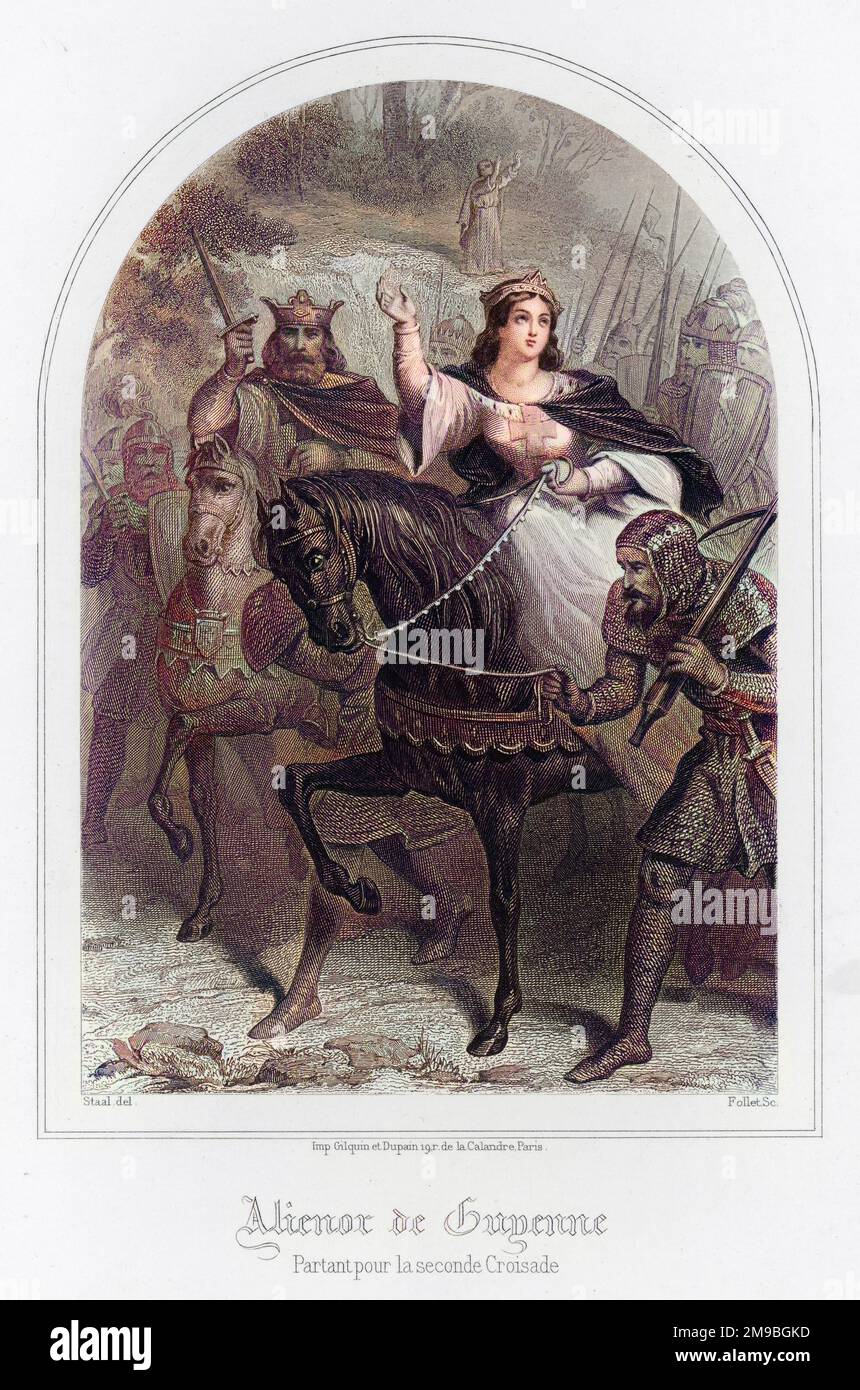 Eleanor of Aquitaine (or of Guyenne) rides east with her husband, Louis