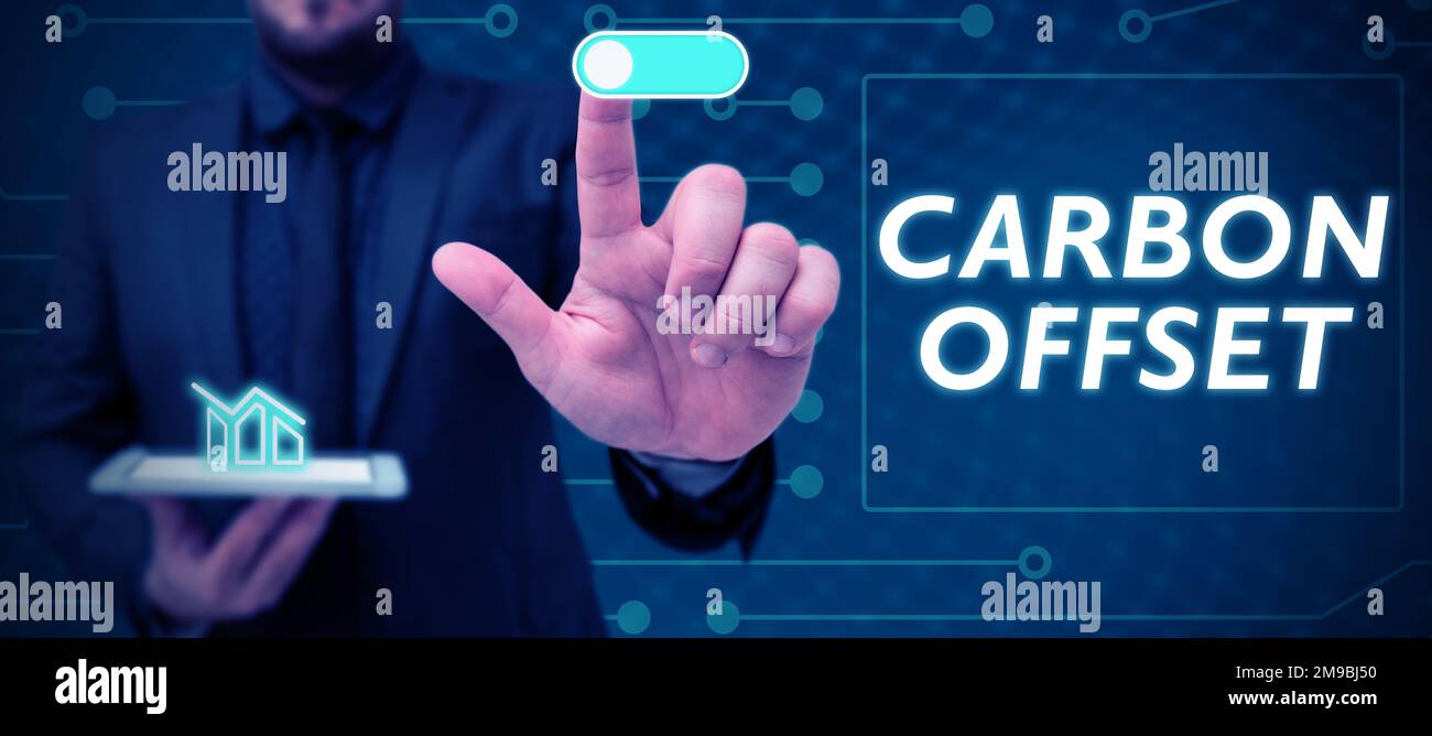 Conceptual display Carbon Offset. Concept meaning Reduction in