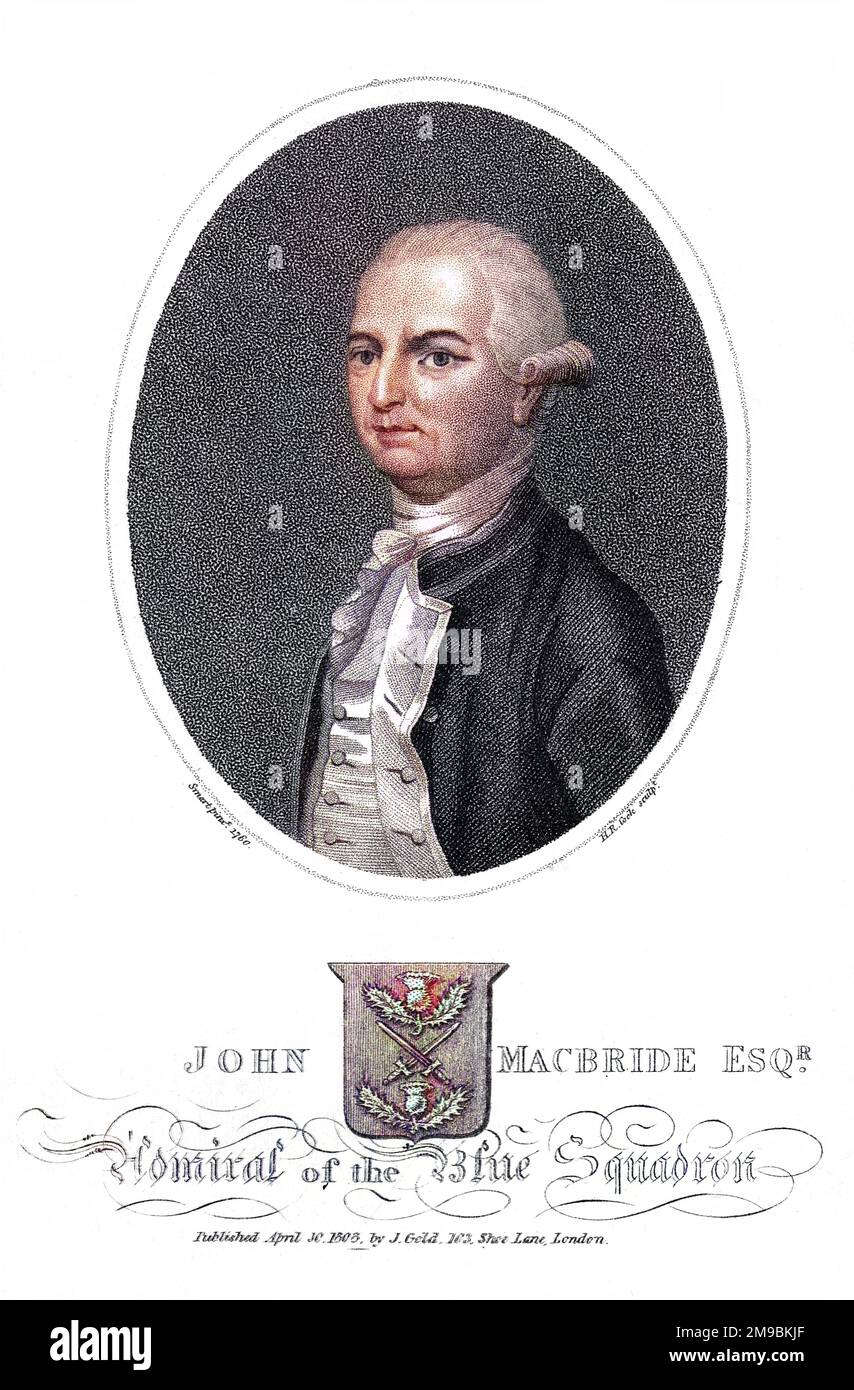 JOHN MACBRIDE British naval commander, Admiral of the Blue Squadron ...