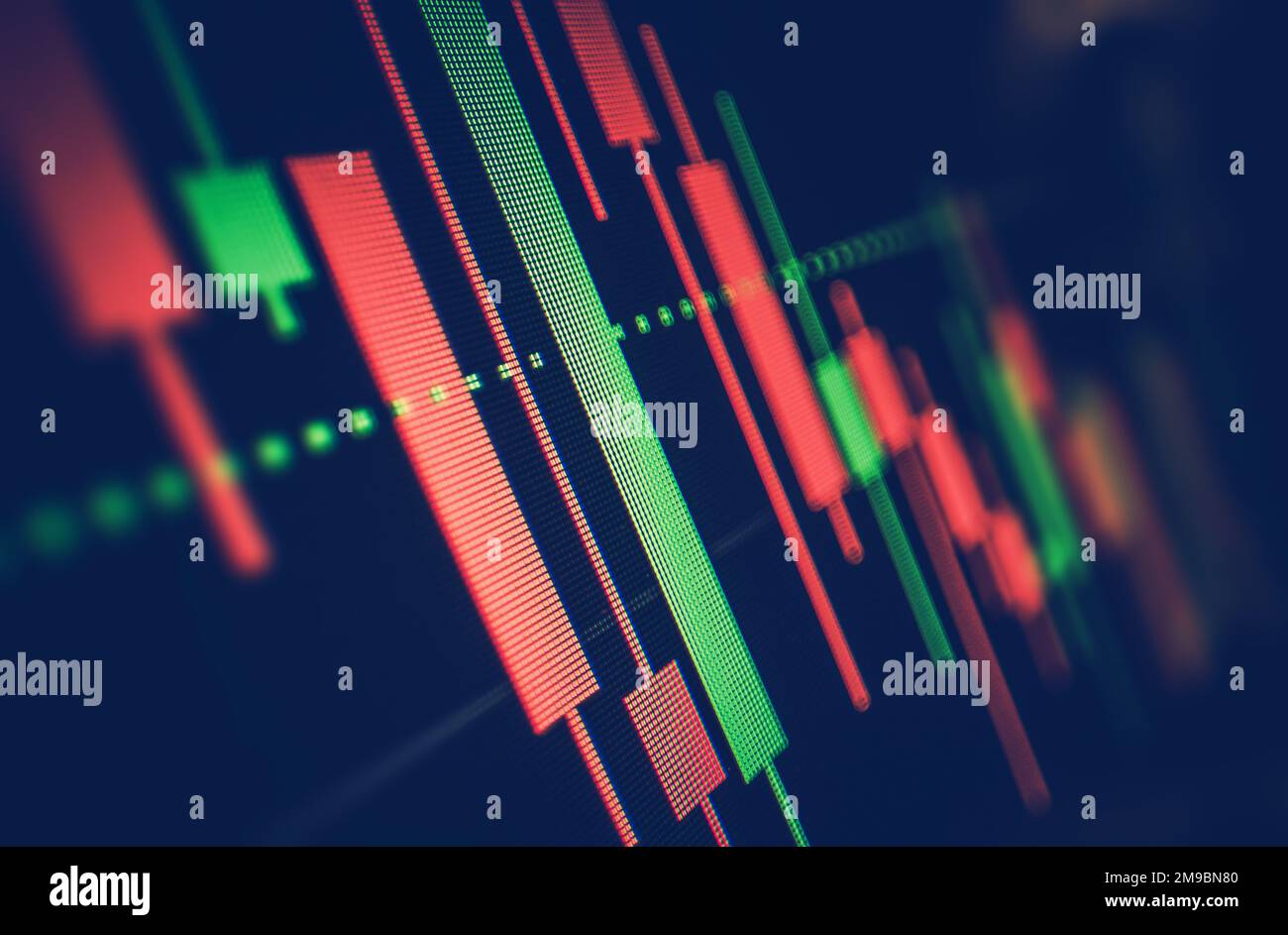 Stock Trading Market Candles. Gold, Silver, Stocks and Currencies Traders Theme. Computer