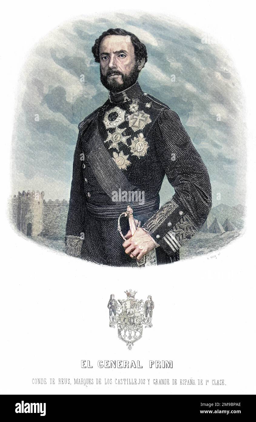 JUAN PRIM Y PRATS, marques de los Castillejos Spanish soldier and statesman Stock Photo