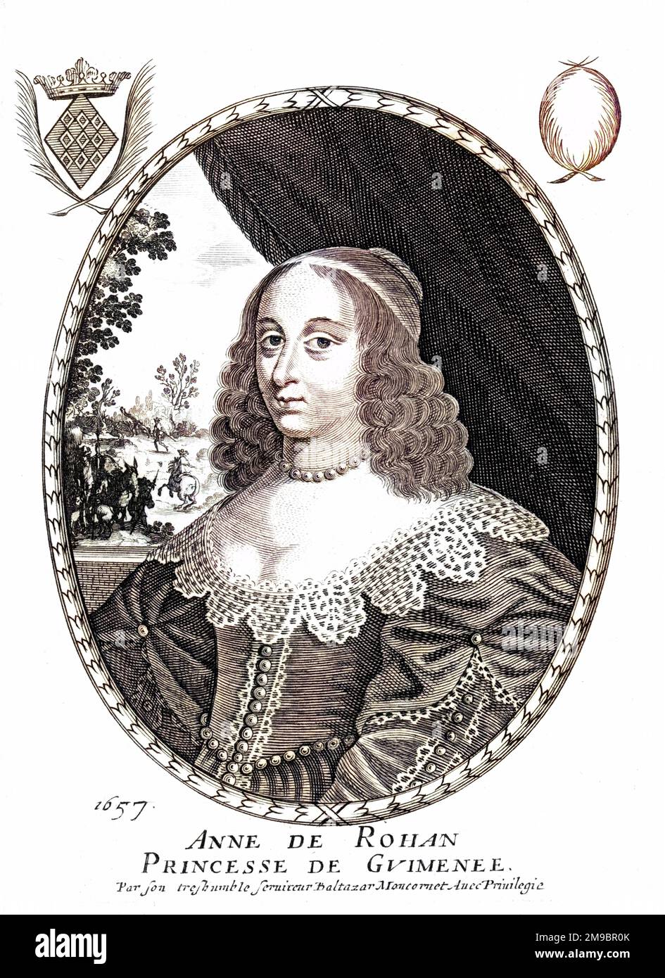 ANNE DE ROHAN, princesse de Gueminee - French protestant, sister of Henri duc de Rohan, imprisoned by Richelieu : a classical scholar who read the bible in hebrew, wrote verse. Stock Photo