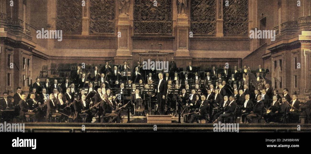 Berlin Philharmonic orchestra with Wilhelm Furtwangler(1886-1954) as their conductor, 1932. Stock Photo