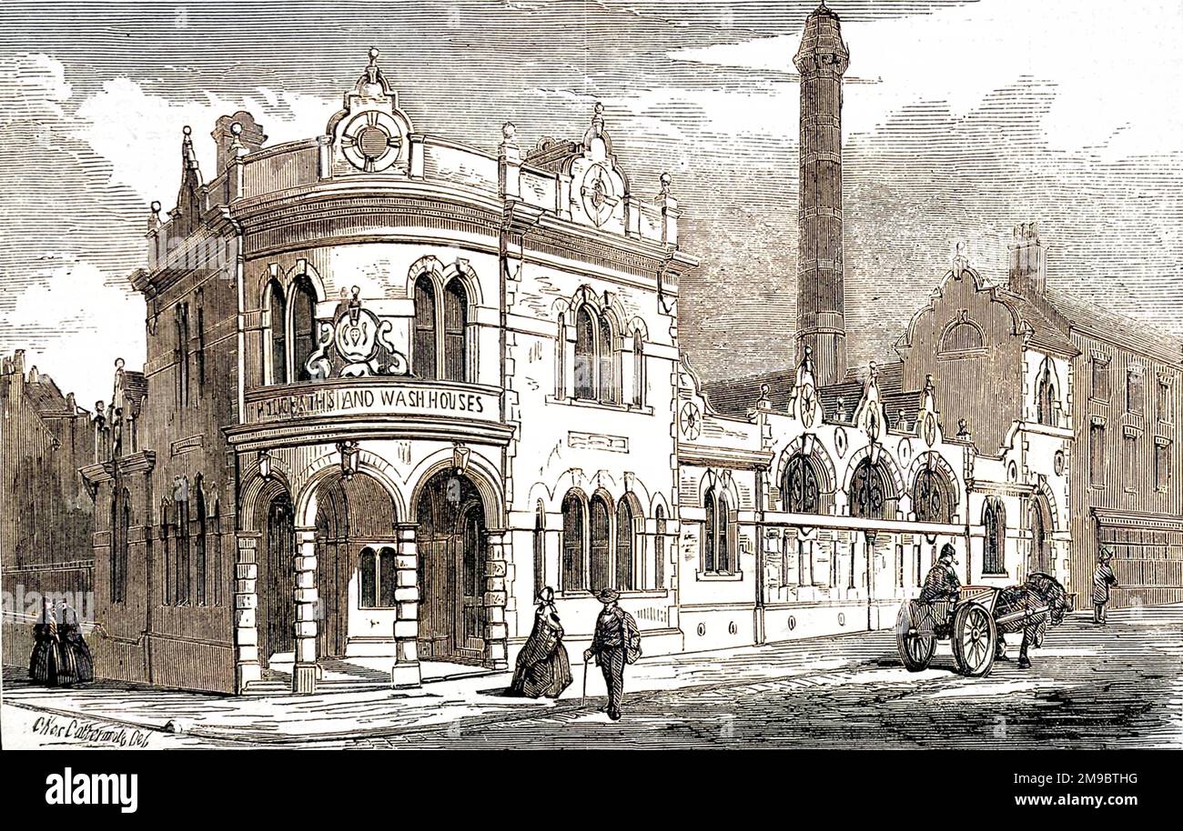 Exterior of the then newly opened public baths and washhouse, NewcastleUponTyne Stock Photo