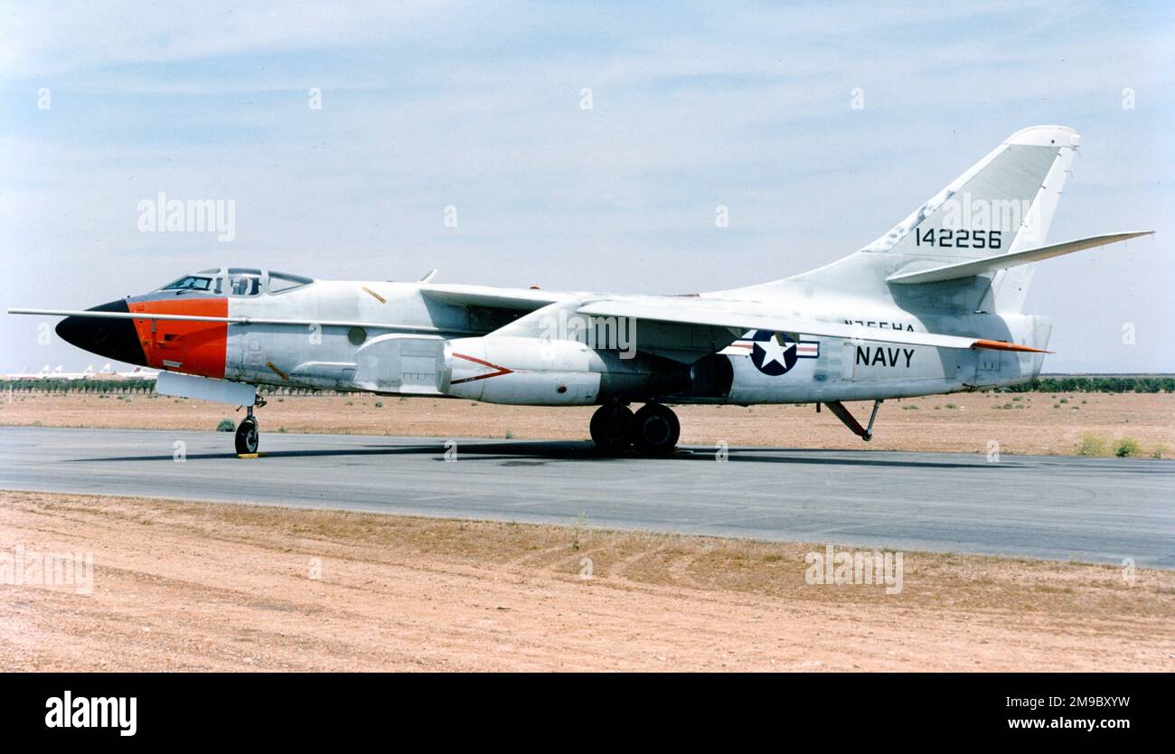 United States Navy - Douglas NRA-3B Skywarrior 142256 (MSN 11582), the prototype YA3D-2P photo-reconnaissance version, modified for use in several special reconnaissance missions and trials. Stock Photo