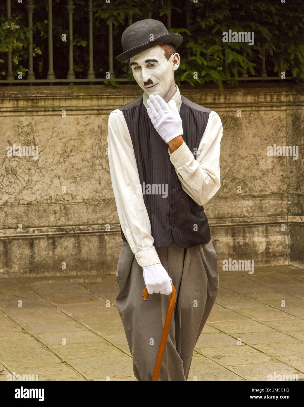 Charlie Chaplin Mime on the streets of Venice, Italy Stock Photo