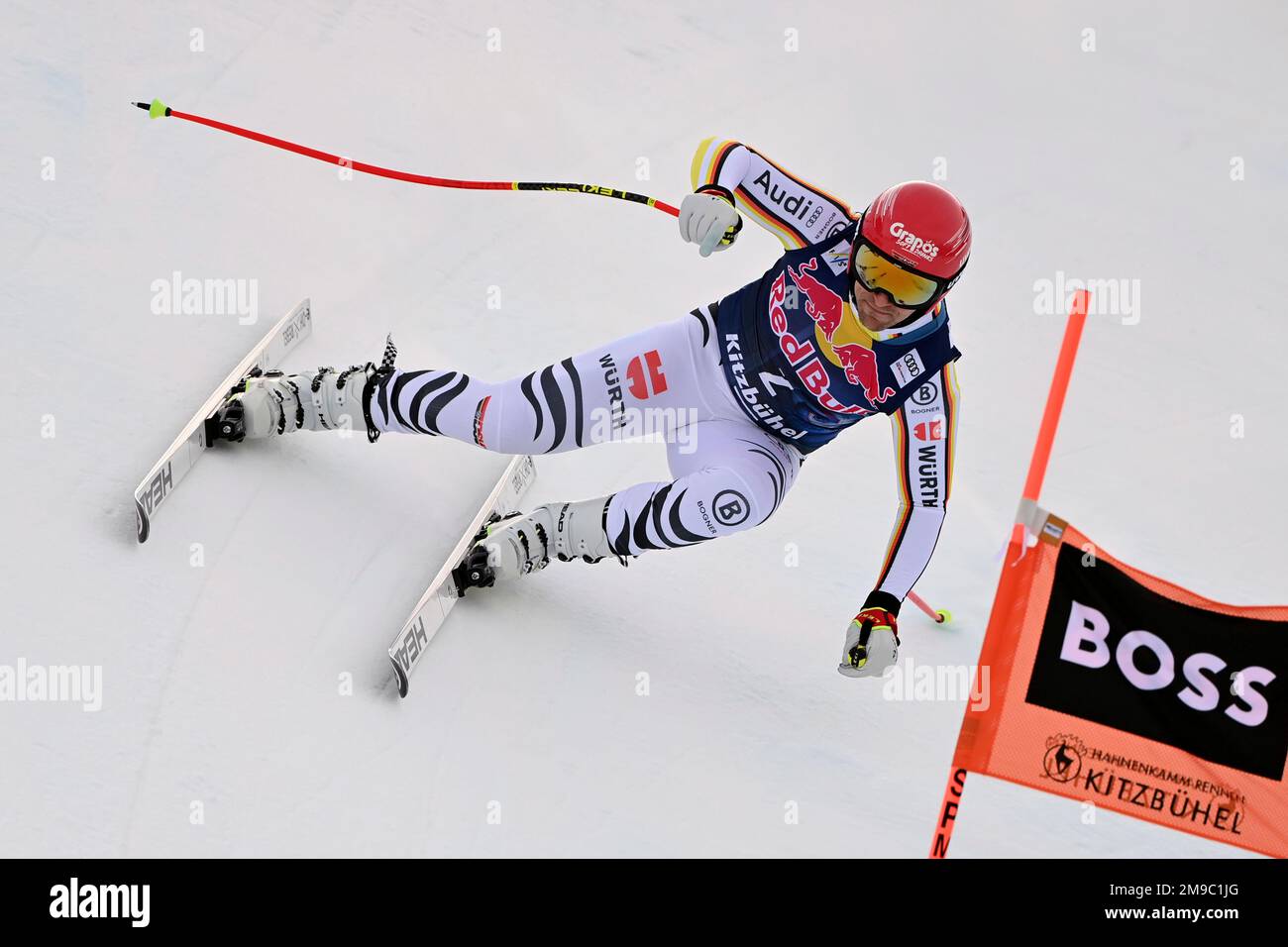 Josef FERSTL (GER), action. Alpine skiing, training, 83. Hahnenkamm race 2023, Kitzbuehel
