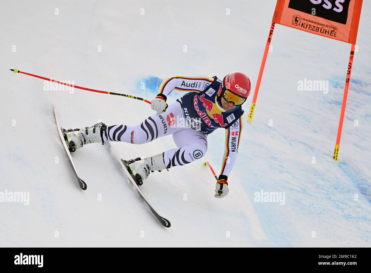 Josef FERSTL (GER), action. Alpine skiing, training, 83. Hahnenkamm race 2023, Kitzbuehel