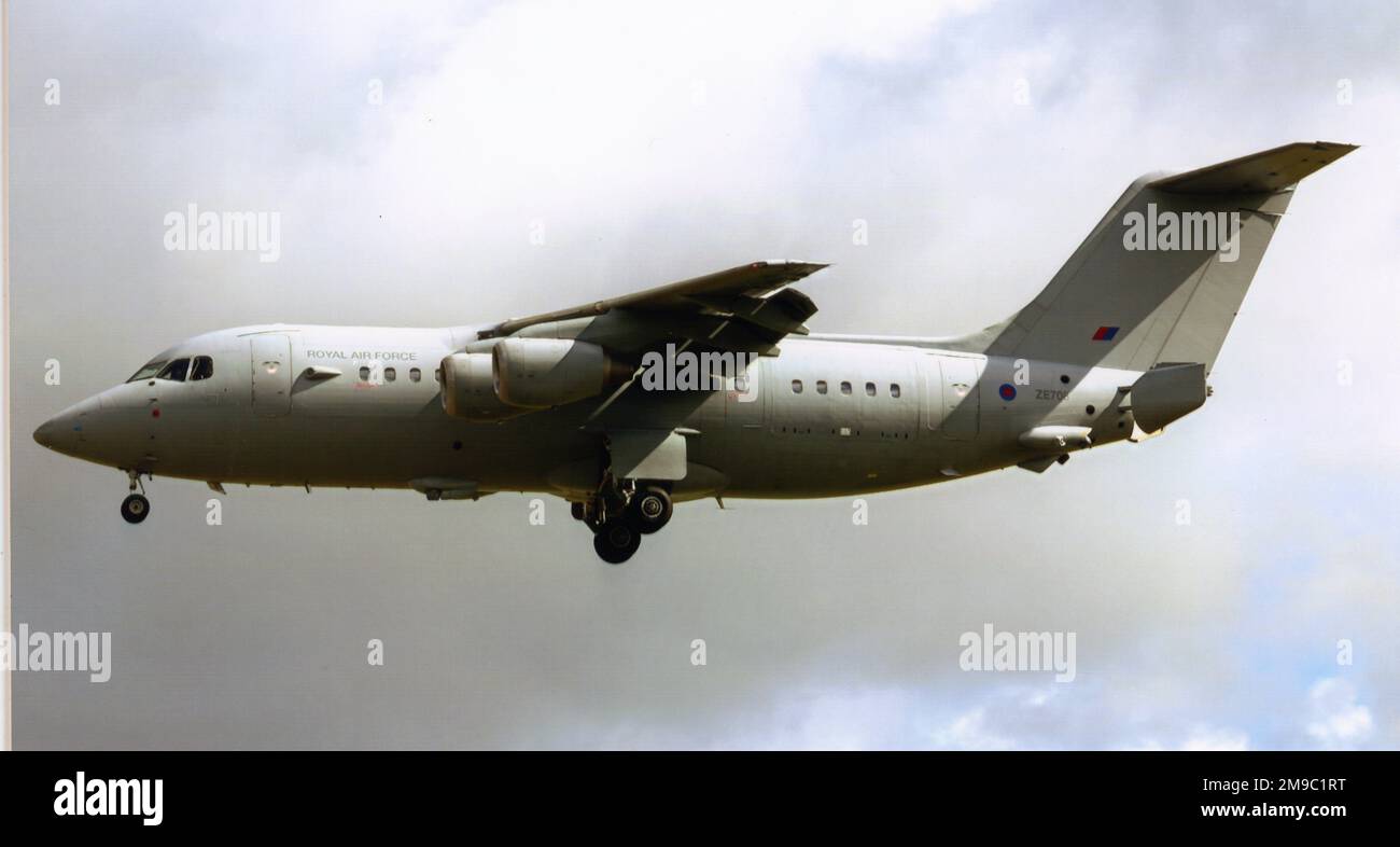 Royal Air Force - British Aerospace BAe.146 C.3 ZE708 (msn E.2211 , ex OO-TAY) Stock Photo