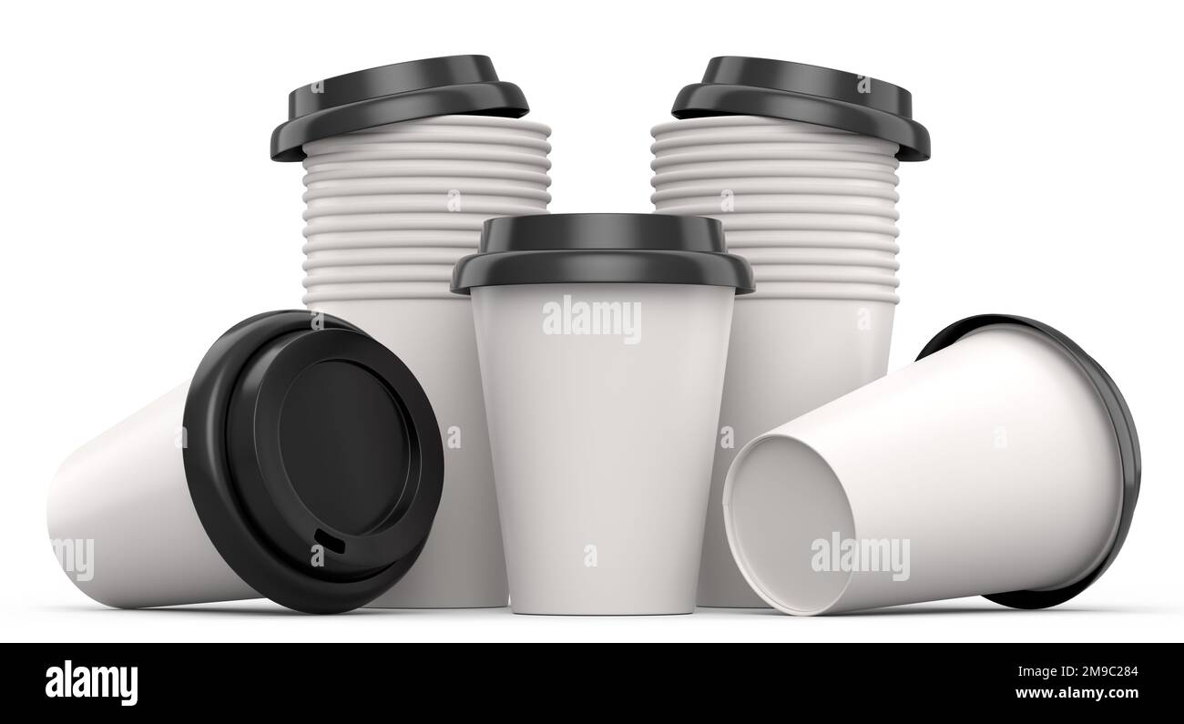 Set of paper coffee cups for cappuccino, americano, espresso, mocha ...