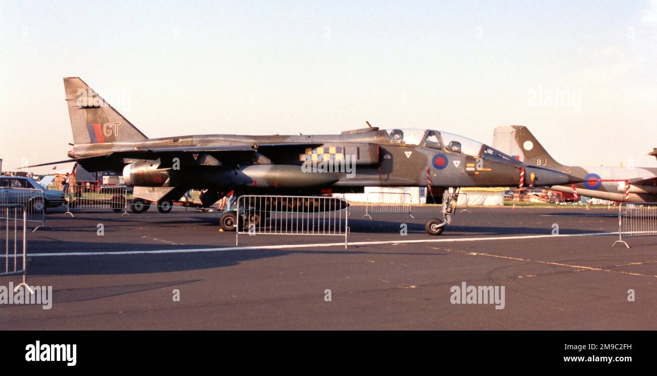 Royal Air Force - SEPECAT Jaguar T.2A XX843 - 'GT' (msn B.31), of No. 54 Squadron, at RAF Coltishall. Stock Photo