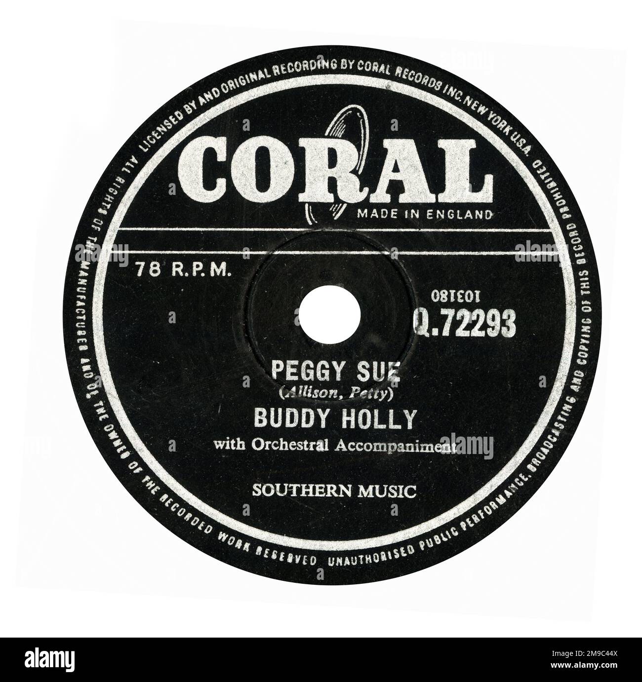 Peggy Sue, by Buddy Holly, 78rpm record label Stock Photo