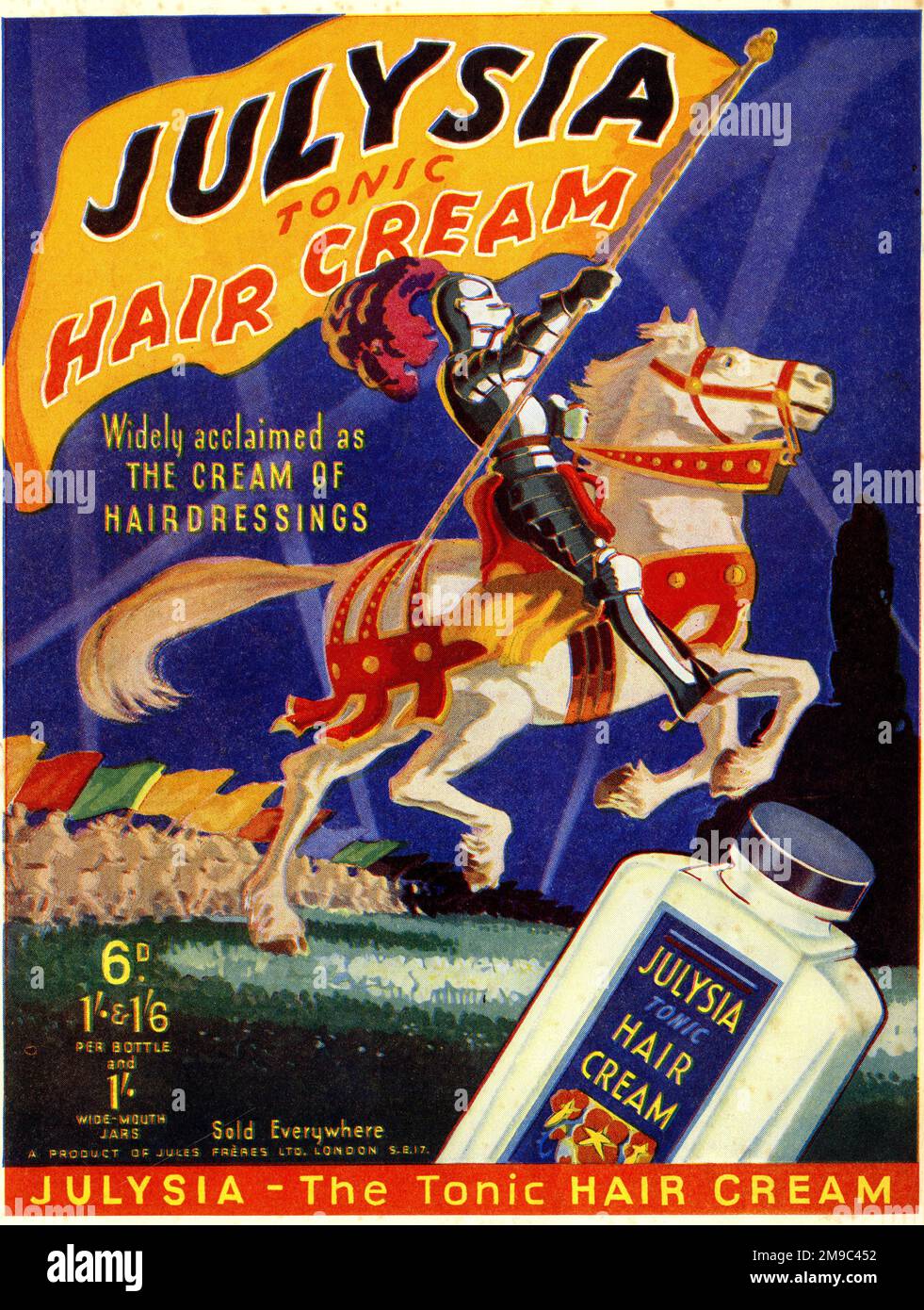 Advert, Julysia Tonic hair cream, widely acclaimed as the Cream of Hairdressings Stock Photo
