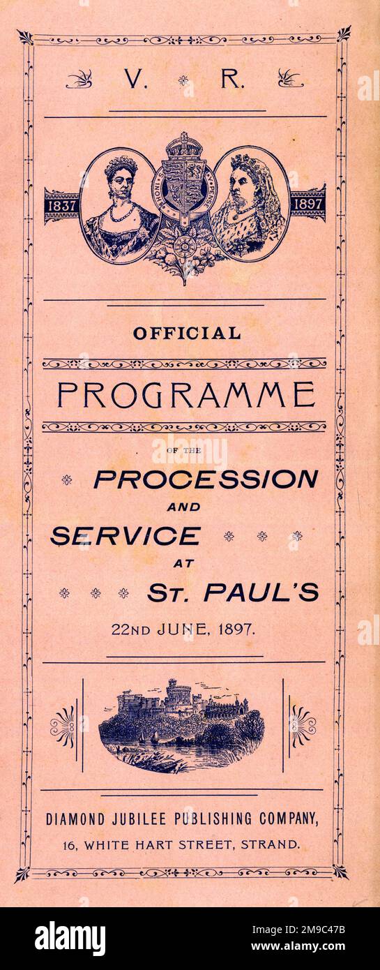 Queen Victoria's Diamond Jubilee Procession and Service at St Paul's Cathedral, London, 22 June 1897 - official programme cover Stock Photo