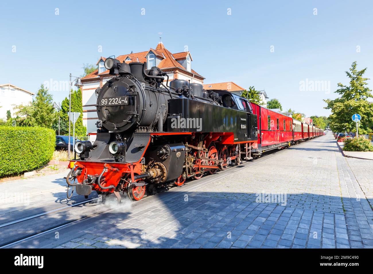Baederbahn Molli steam train locomotive railway rail in Bad Doberan, Germany Stock Photo
