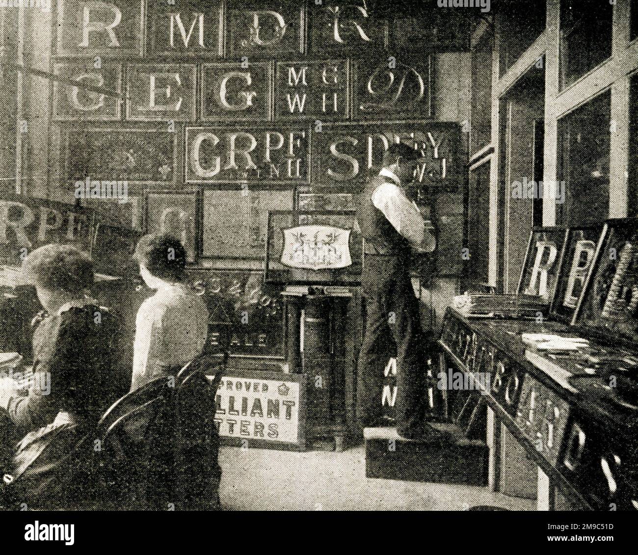 Inner Office and Shop, Pether's Sign Makers, London Stock Photo