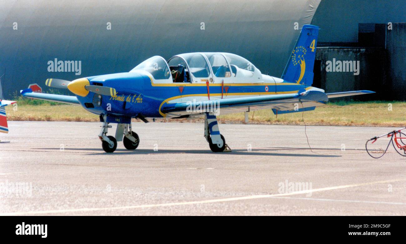 Armee de l'Air - SOCATA TB-30 Epsilon F-SEXV / 105 / number 4 (msn 105), of  the Cartouches Doree display team based at Base aerienne 709  Cognac-Chateaubernard (Cognac - Chateaubernard Air Base) . (