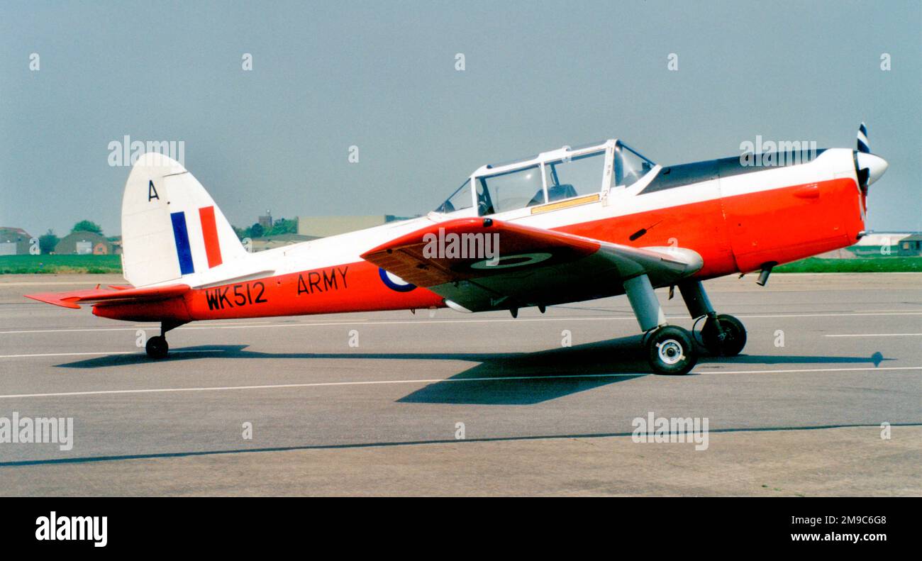 Army Air Corps - de Havilland DHC-1 Chipmunk T.10 WK512 (msn C1/0548), of the Basic Fixed Wing Flight, based at AAC Middle Wallop. Seen at RAF Brize Norton on 6 May 2000. Stock Photo
