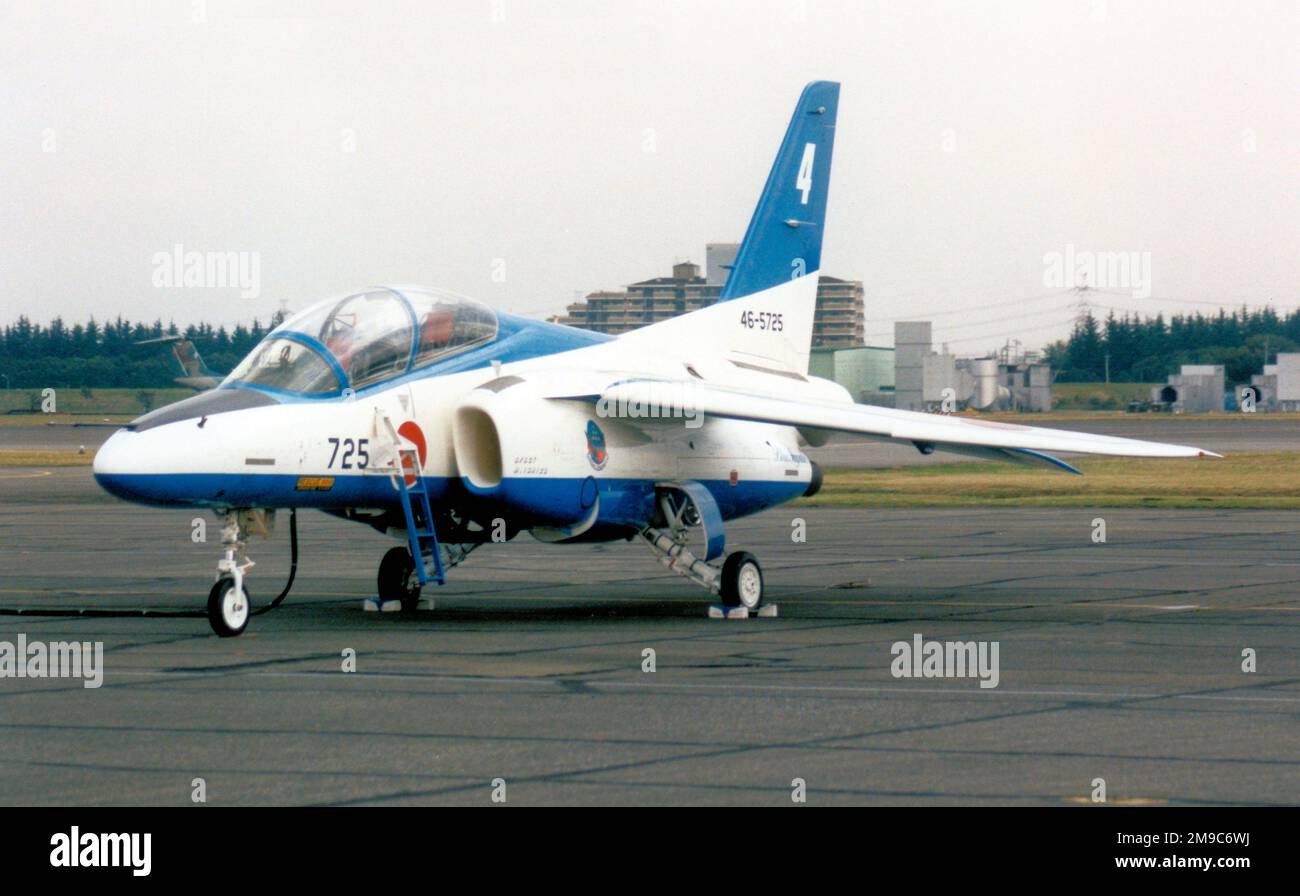 Japan Air Self Defence Force - Kawasaki T-4 46-5725 / number 4 (msn 1125), of the Blue Impulse aerobatic display team. Stock Photo