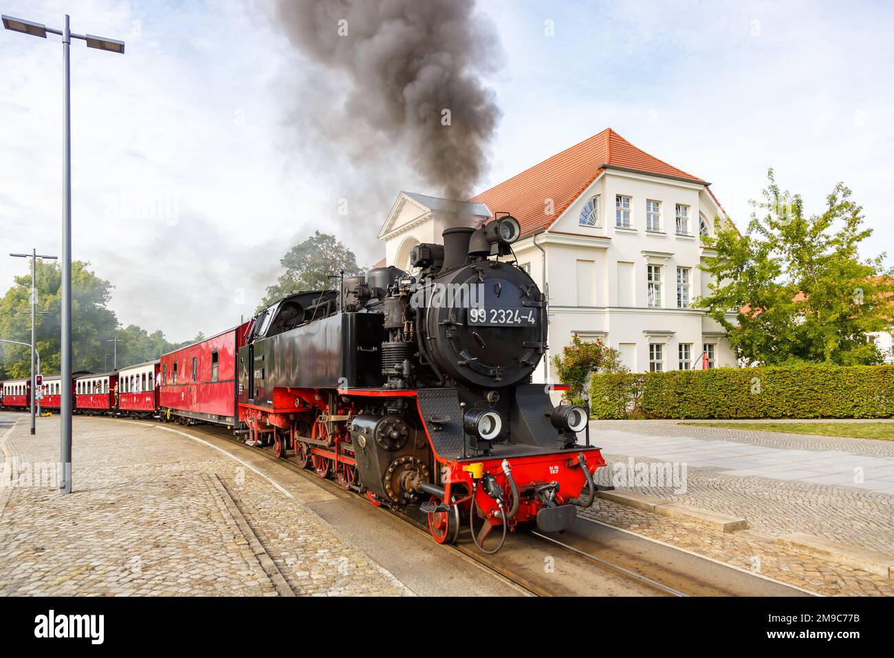 Baederbahn Molli steam train locomotive railway rail in Bad Doberan, Germany Stock Photo