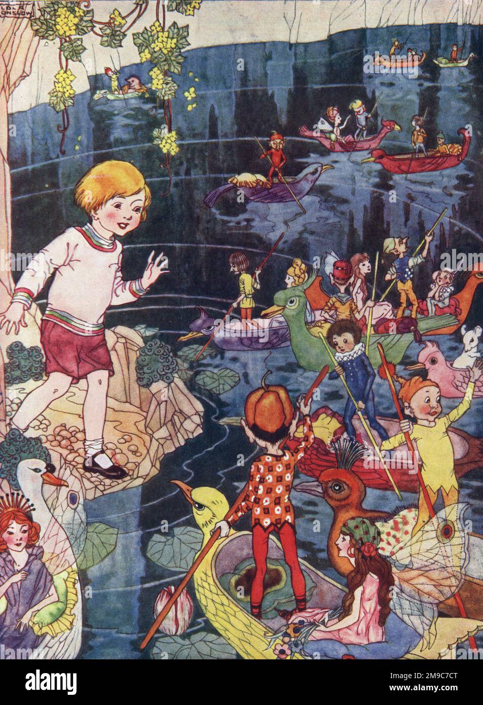 Illustration, How Lovely, cried Pat, It's a Fairy Lake, by Lola Onslow Stock Photo