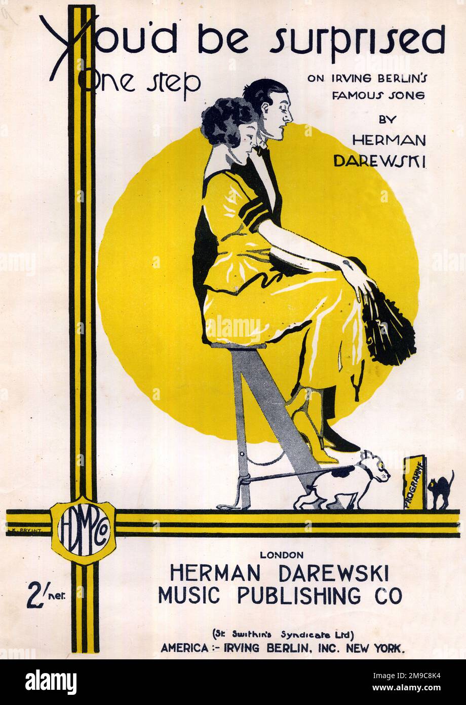 Music cover, You'd Be Surprised, one step, by Herman Darewski, based on Irving Berlin's famous song You'd be Surprised. Stock Photo