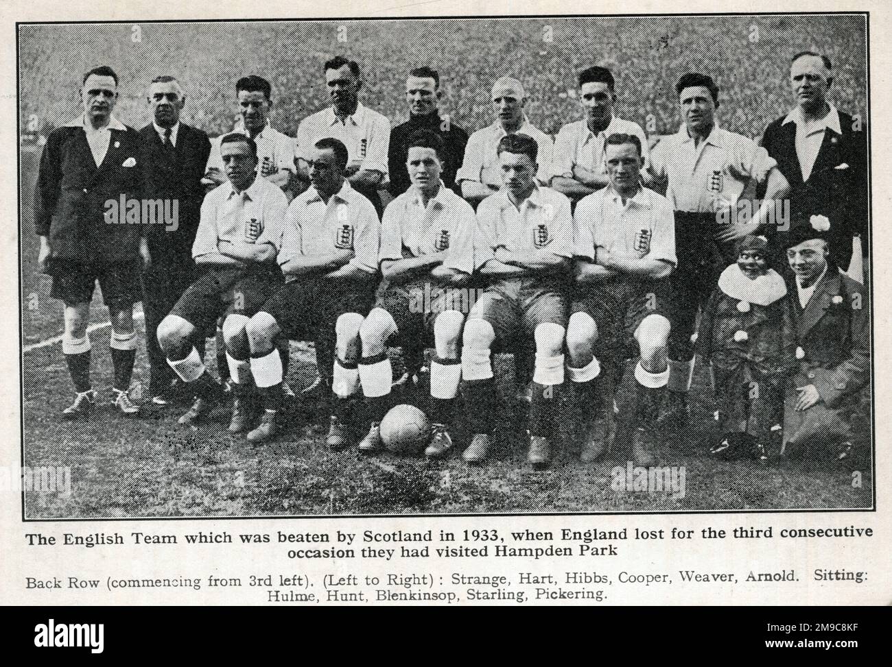 England International Football team, 1933 Stock Photo