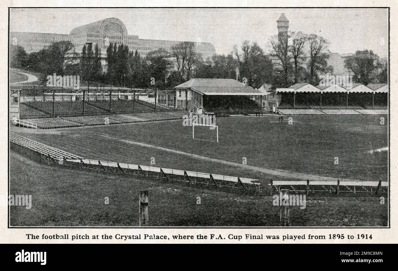 Football pitch at Crystal Palace, South London, where the FA Cup Finals were played from 1895 to 1914 Stock Photo
