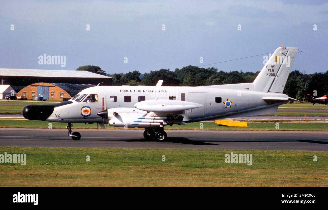 Forca Aerea Brasileira - EMBRAER P-95 7052 (msn 11152, EMB-111) at the 1978 SBAC Farnborough Air show on 9 September 1978. (Forca Aerea Brasileira - Brazilian Air Force) Stock Photo