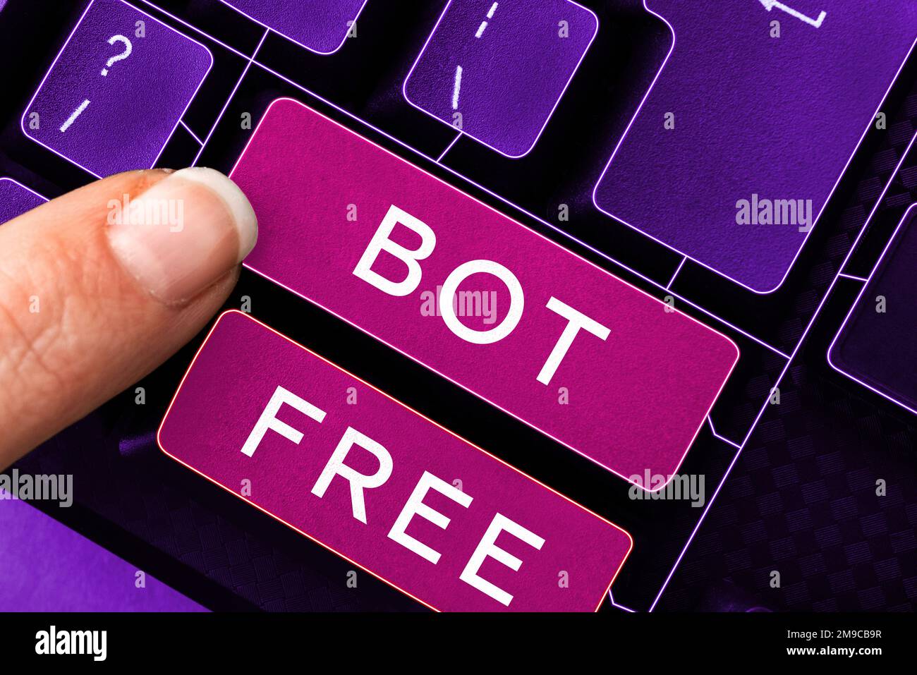 Handwriting text Bot Free. Word Written on a computer program that works automatically Internet robots Stock Photo