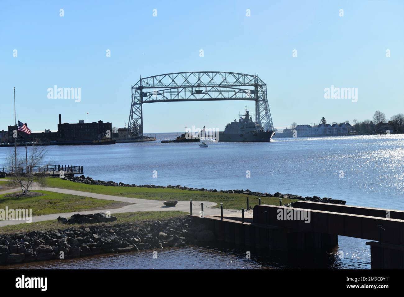 The future USS MinneapolisSaint Paul (PCU LCS21) arrives in Duluth