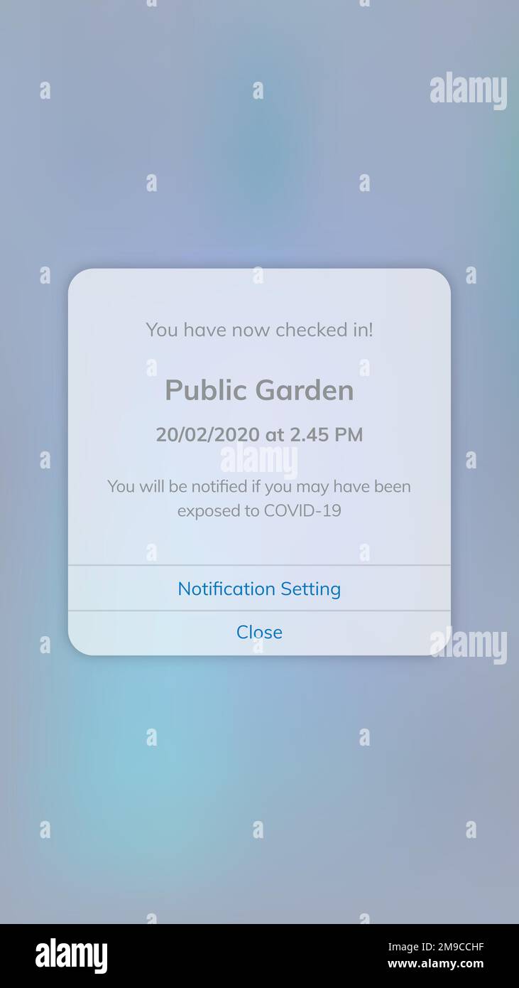 COVID-19 exposure alert app template vector mobile screen Stock Vector