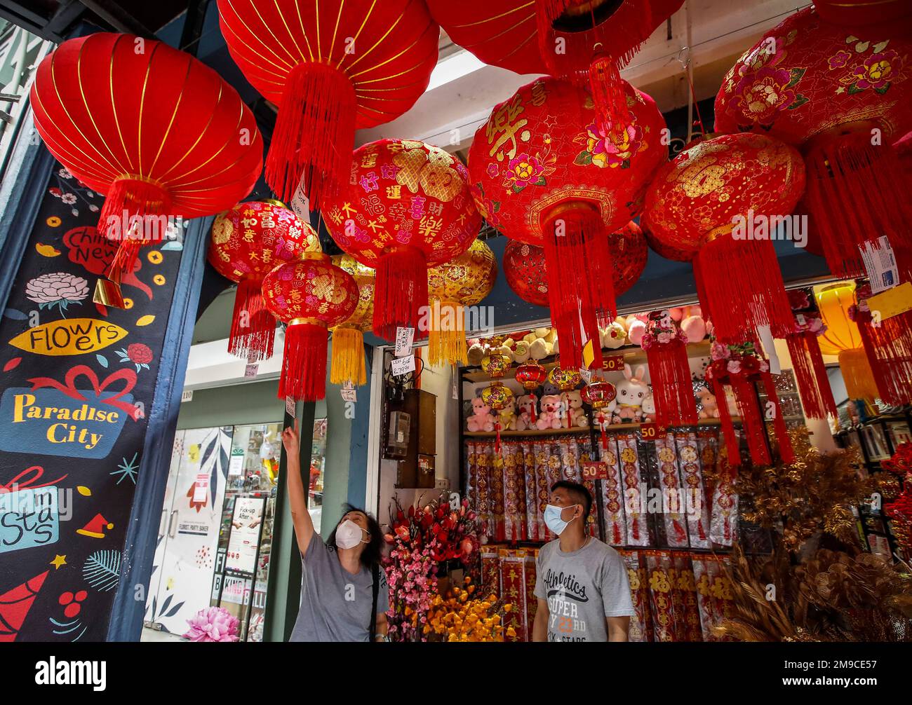 Kuala Lumpur, Malaysia. 17th Jan, 2023. People shop for decorations near  China town district ahead of the Lunar New Year of the Rabbit. Lunar New  Year which falls on January 22, 2023