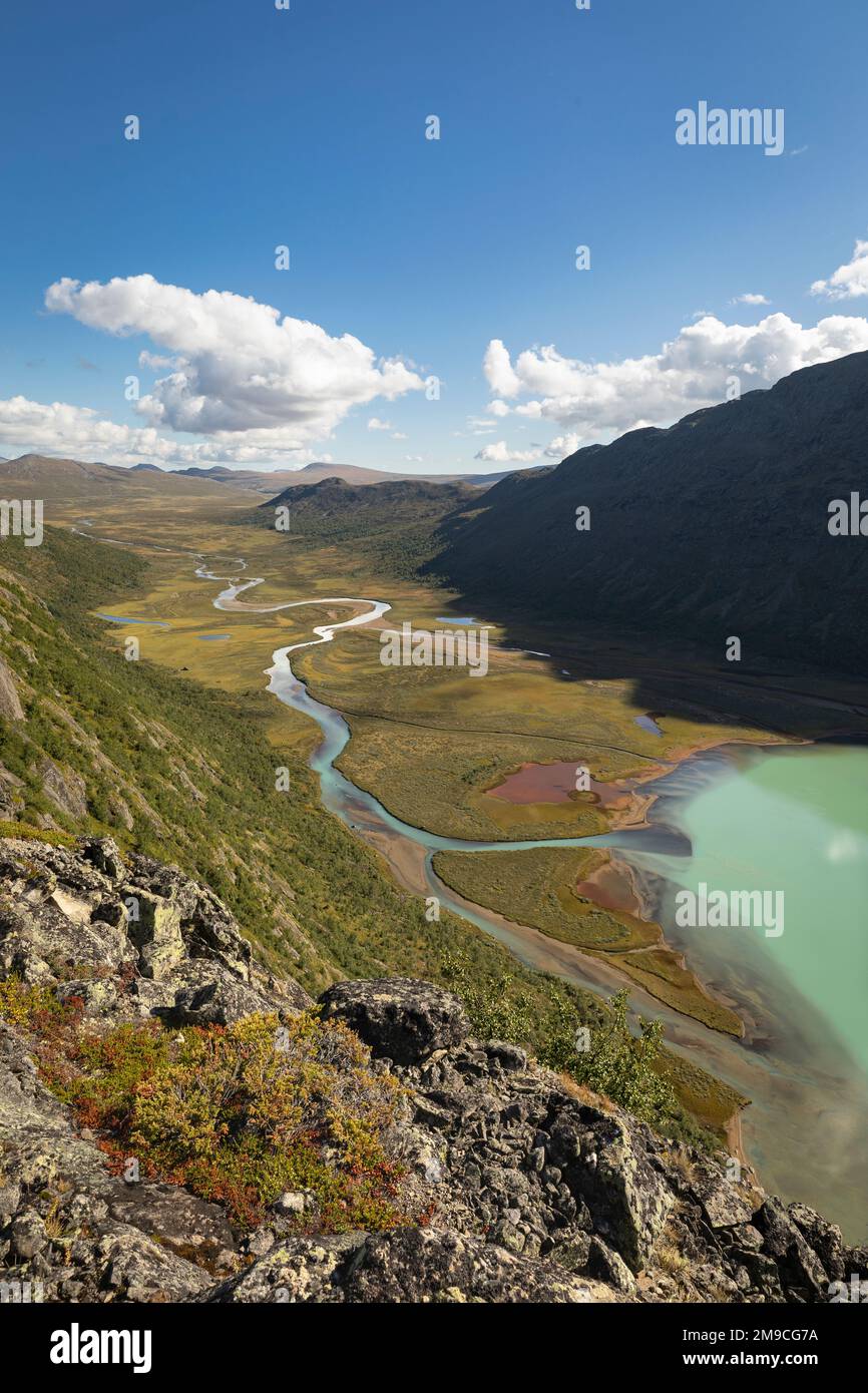 View From Knutshoe Mountain Of Delta Ovre Leirungen  From Above, Stock Photo