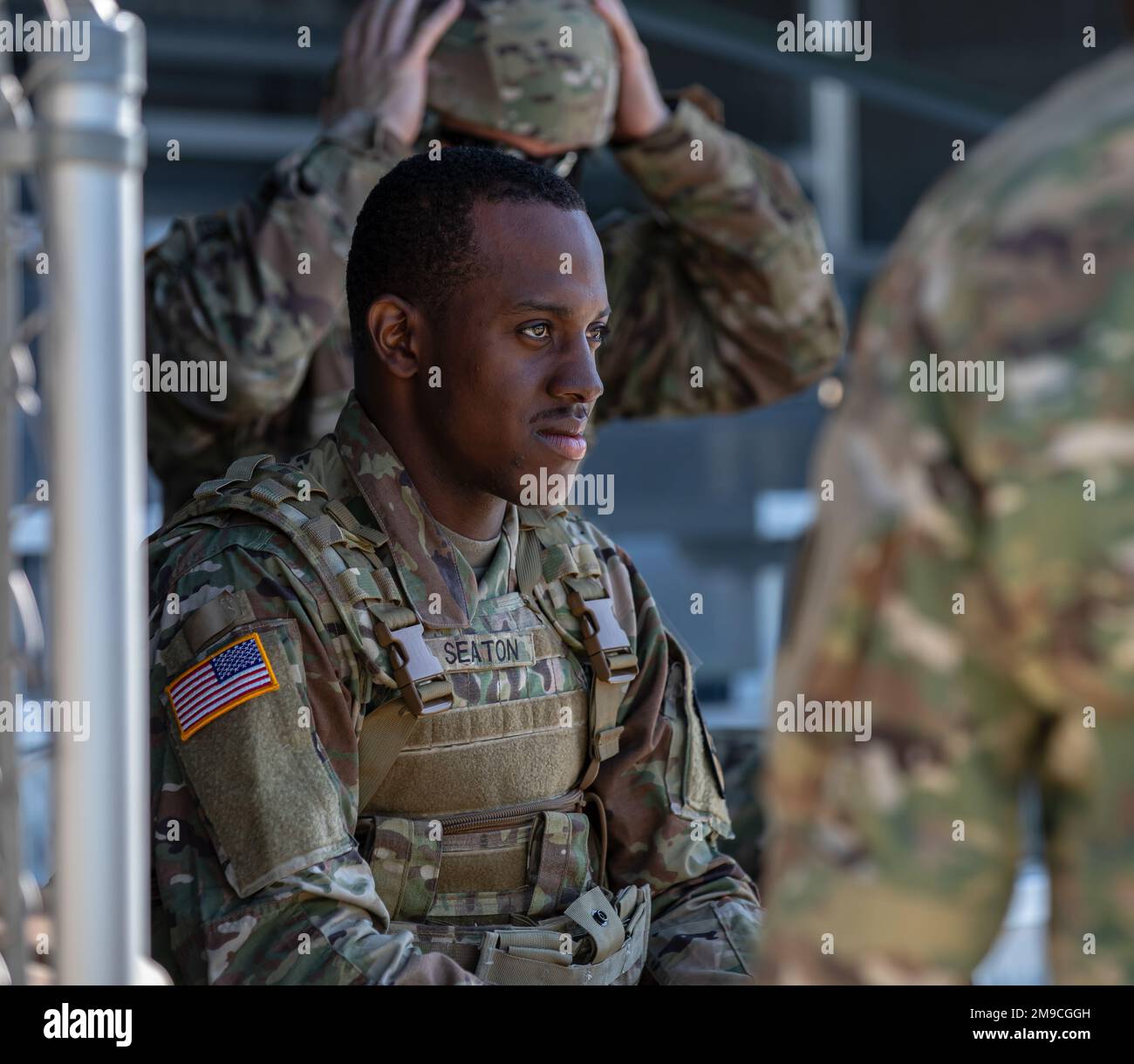 Army Reserve Sgt. Malik Seaton stays focused while he waits for his ...