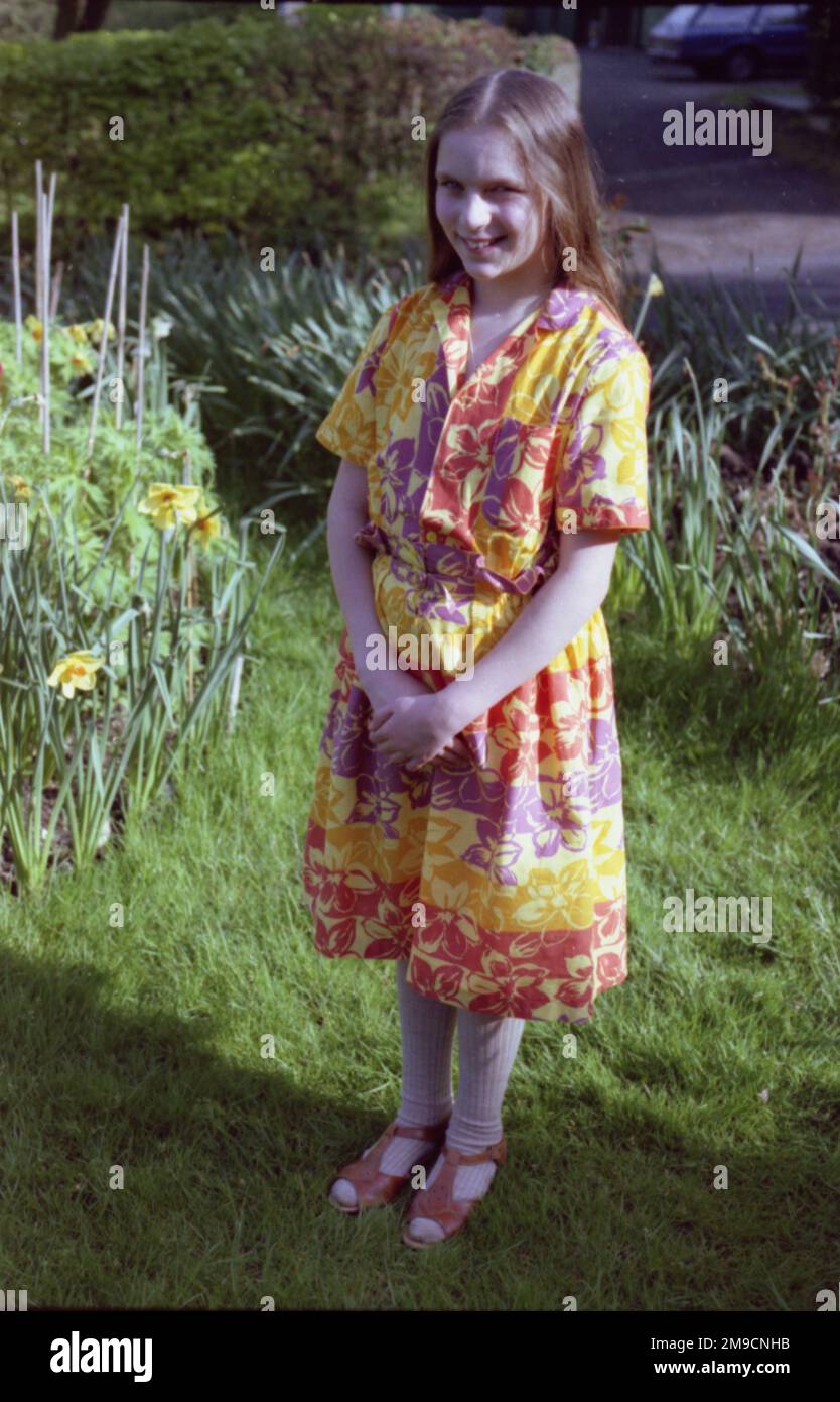 A young girl wearing a 'Scooby Doo' dress. Stock Photo