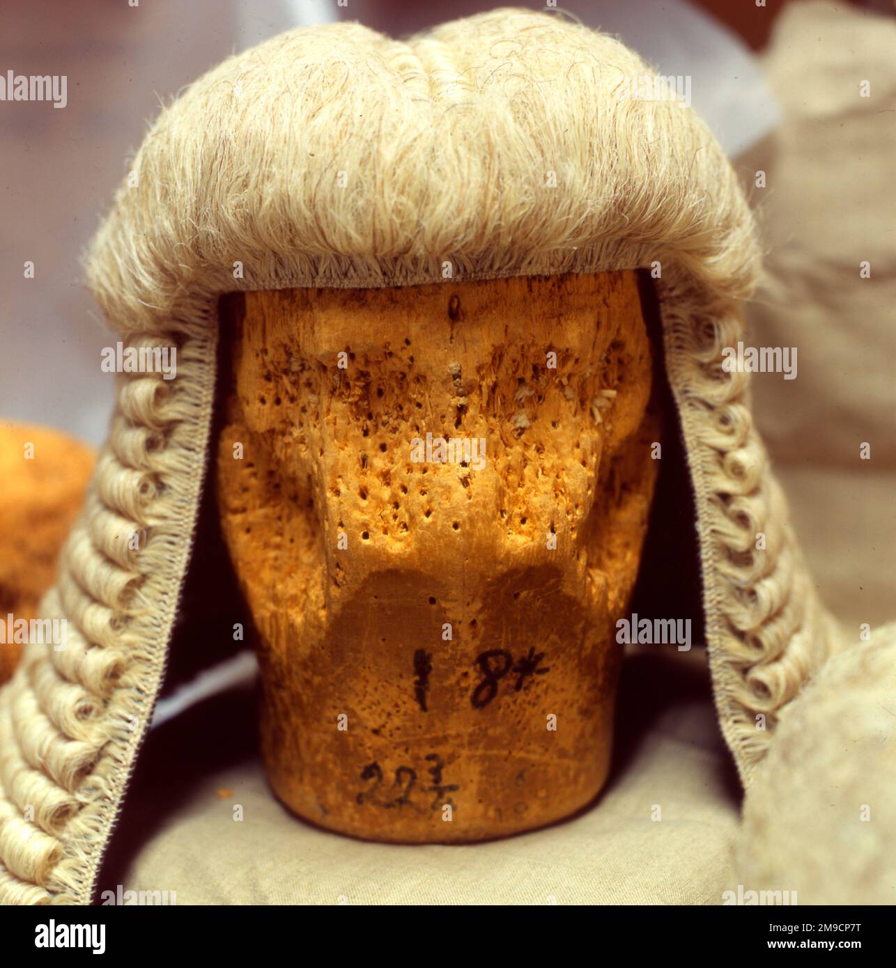 Judge's wig, on stand. Stock Photo