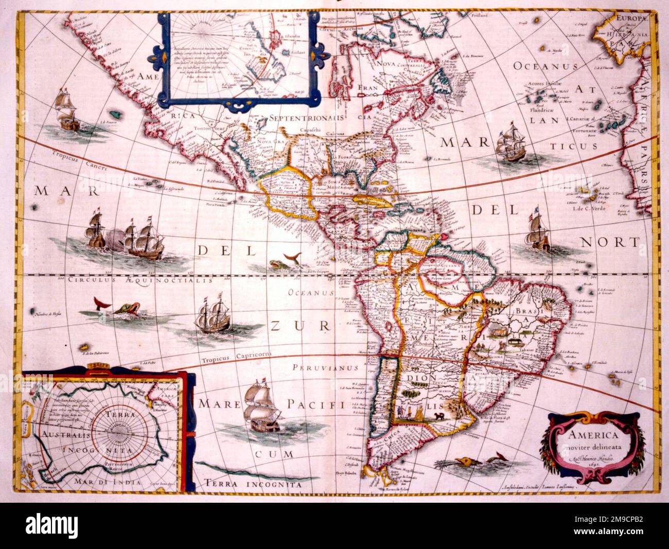 16th 17th Century Map of North - 16th 17th Century Map Of North And South America 2M9CPB2