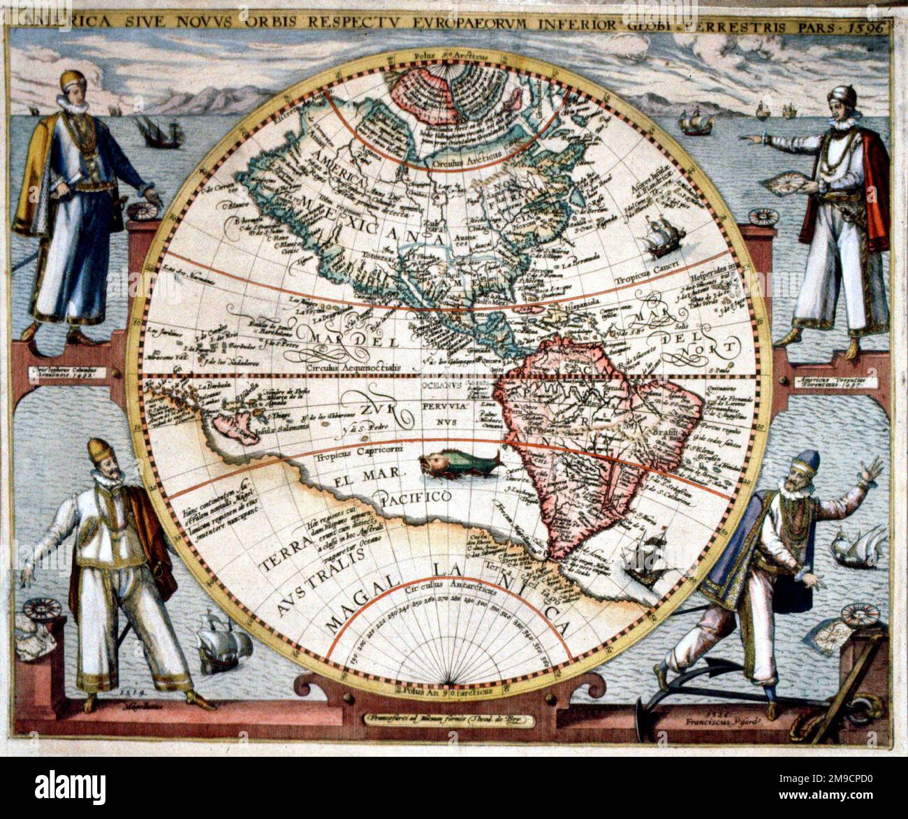 16th 17th Century Map of North - 16th 17th Century Map Of North And South America 2M9CPD0