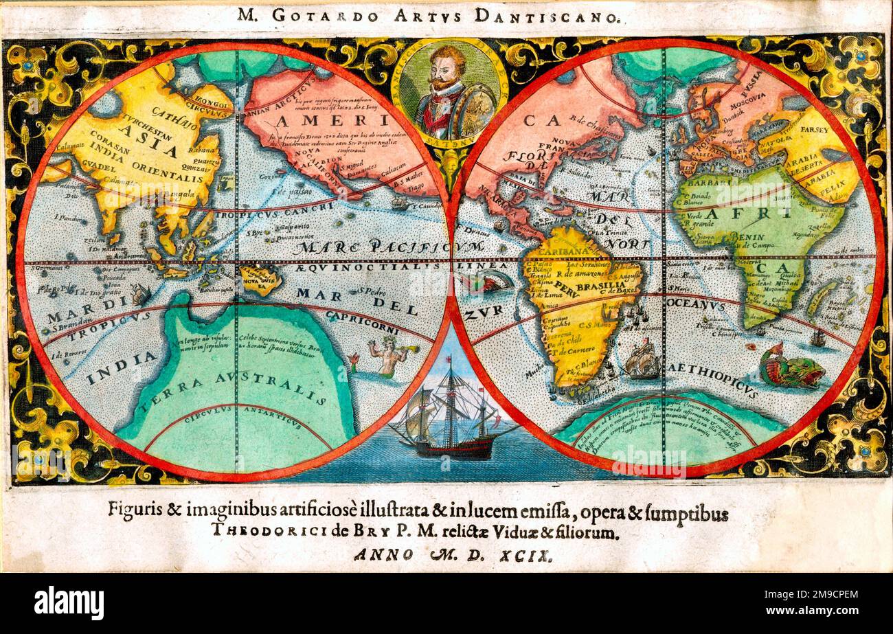 Map of World Hemispheres Drake