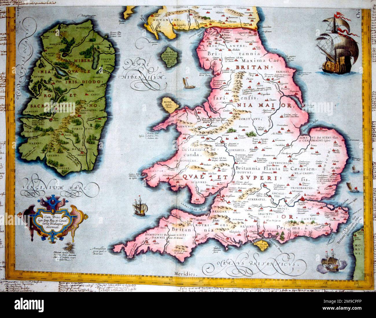 16th Century Map of England, Wales and Ireland Date: 16th Century Stock ...