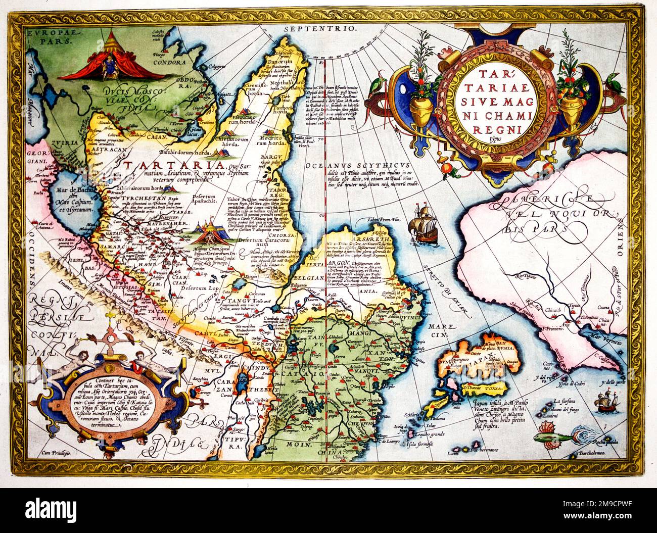 16th century Map of Tartary, Japan and Alaska Stock Photo