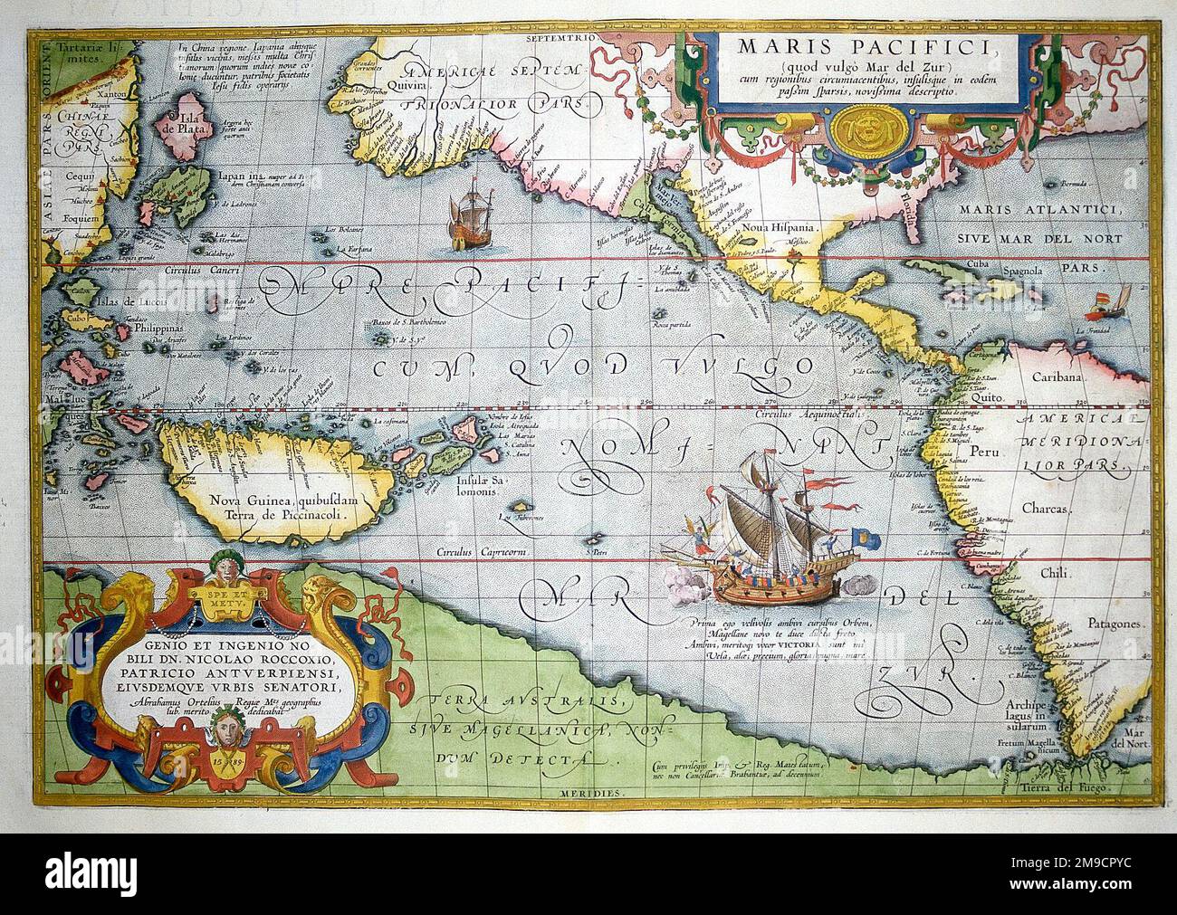 16th century Map of the Pacific Ocean Stock Photo